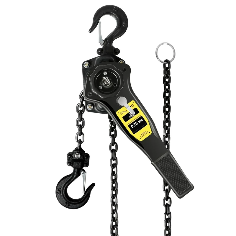 Manual Lever Hoist Come Along 360° Hand Crank Lever Hoist, Capacity 3/4 Ton, 10 ft