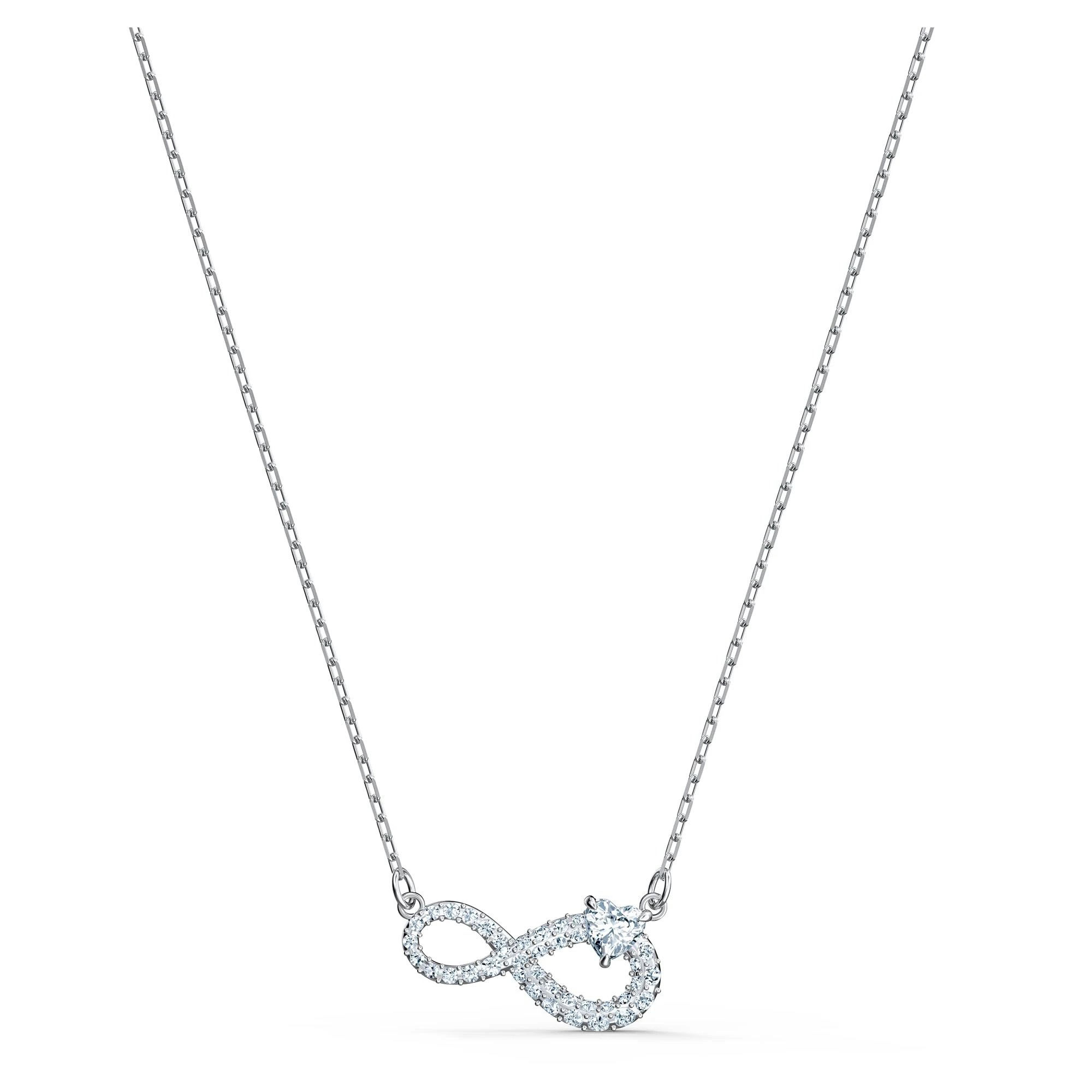 Swarovski Infinity necklace, Infinity, White, Rhodium plated