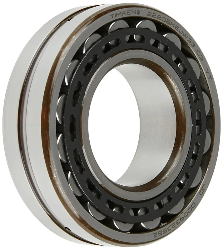 Timken 22208KEJW33C3 Series 222 Spherical Roller Bearing, Tapered Bore, Stamped Nitrided Steel Cage, High Perf, Std. Lub Holes and Groove in OR, RIC > Normal, 40 mm Bore