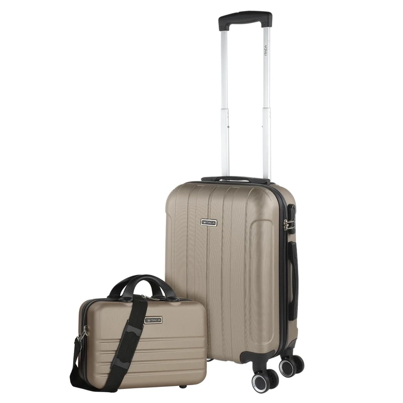 ITACA - Lightweight Suitcases Large - ABS Large Hard Shell Suitcase 75cm Travel Suitcase - Lightweight Combination Lock - Rigid Large Suitcase 4 Wheels Resistant, Champagne