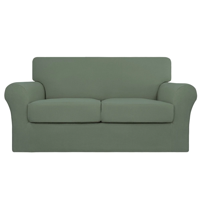 Easy-Going 3 Pieces Stretch Couch Cover Sofa Cover for Dogs Washable Sofa Slipcover for 2 Separate Cushion Couch Spandex Jacquard Fabric Elastic Furniture Protector for Pets(Greyish Green, Loveseat)