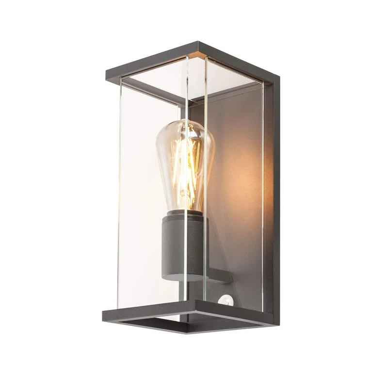 SLV QUADRULO Sensor WL Wall-Mounted Light/Lighting for Walls, Paths, entrances, LED Spotlight Outdoor, Surface-Mounted Light Outdoor, Garden lamp / E27 IP44 15W Anthracite