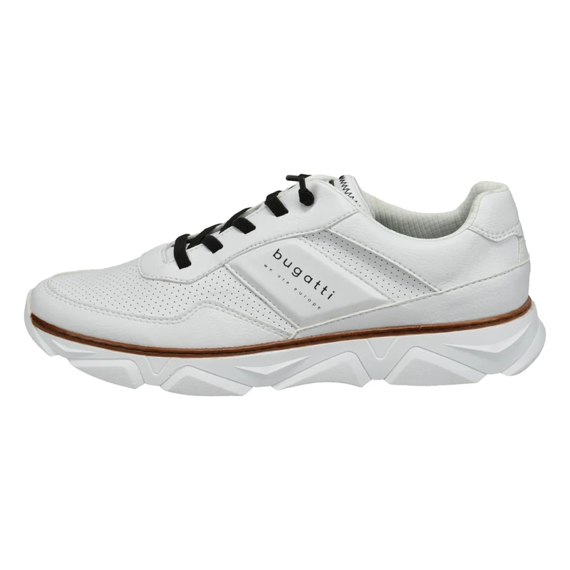 bugatti Men's Sporty Sneaker with Memory Foam, Elastic Laces, White, 6.5 UK