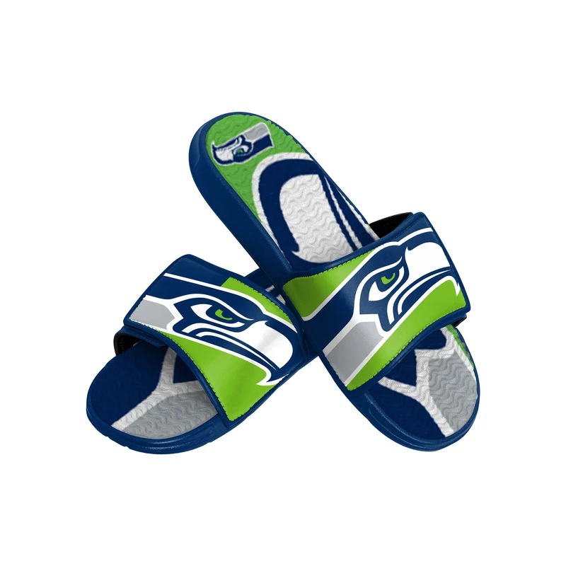 FOCO NFL Chicago Bears Mens Sport Shower Gel Slide Flip Flop Sandals, Colorblock Big Logo, XL (13-14) (FFSSNFCBBLGGEL) - Image 1