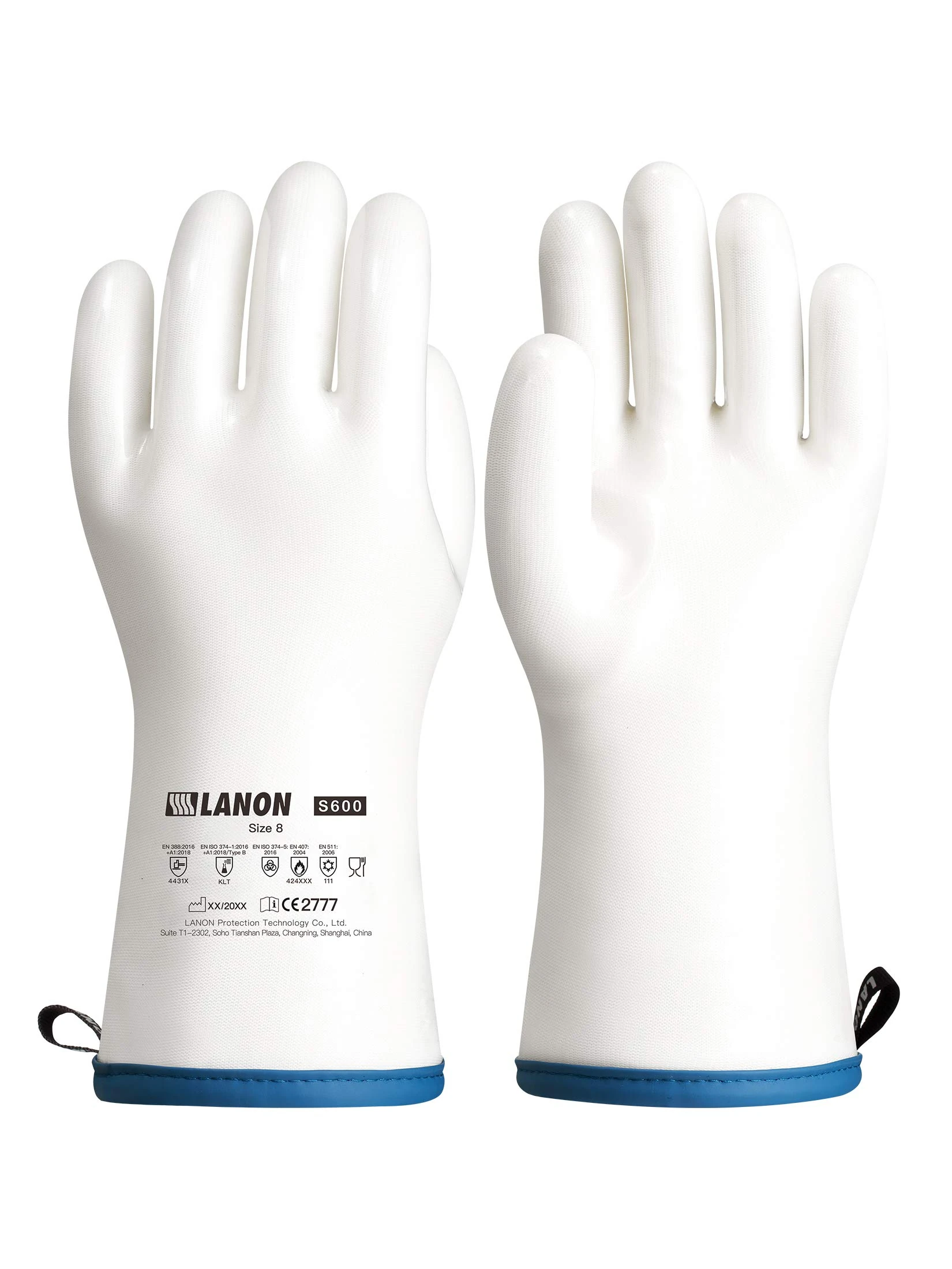 LANON Liquid Silicone Gloves, Heat Resistant Oven Gloves with Fingers, Food Grade, Waterproof, BBQ, Baking, Cooking Mitts, White, Medium