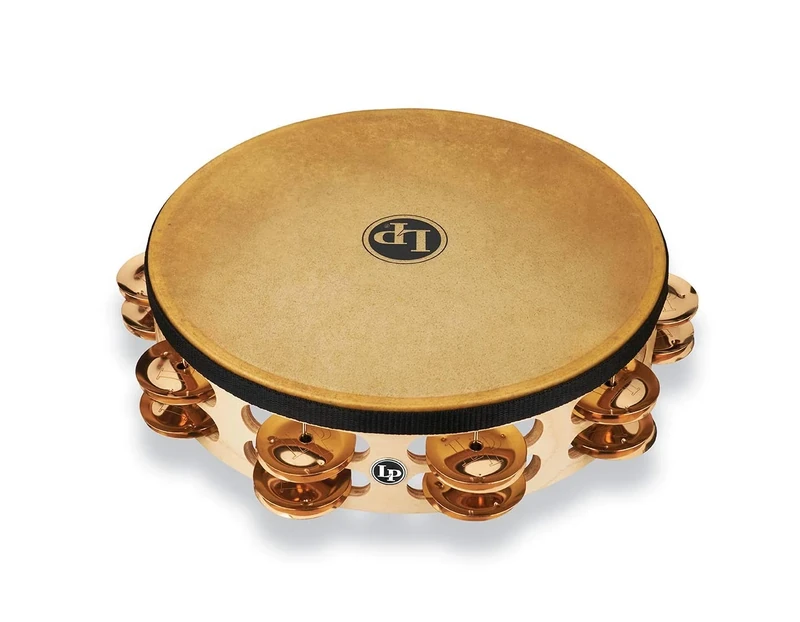 Latin Percussion Tambourin Pro 10in Double Row With Head 10" Bronze LP384-BZ