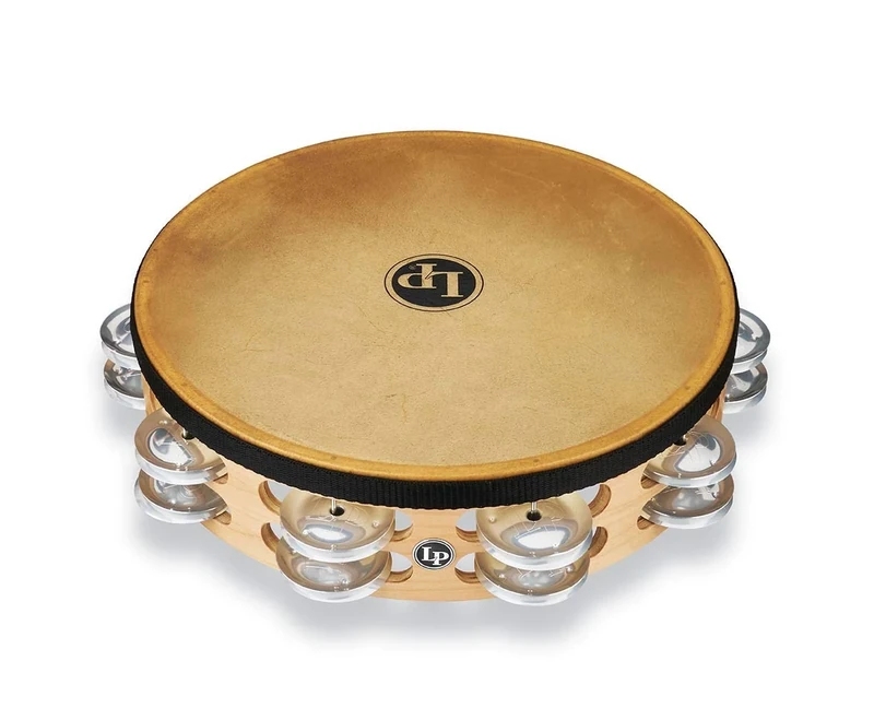 Latin Percussion Tambourin Pro 10in Double Row With Head 10" Aluminum LP384-AL
