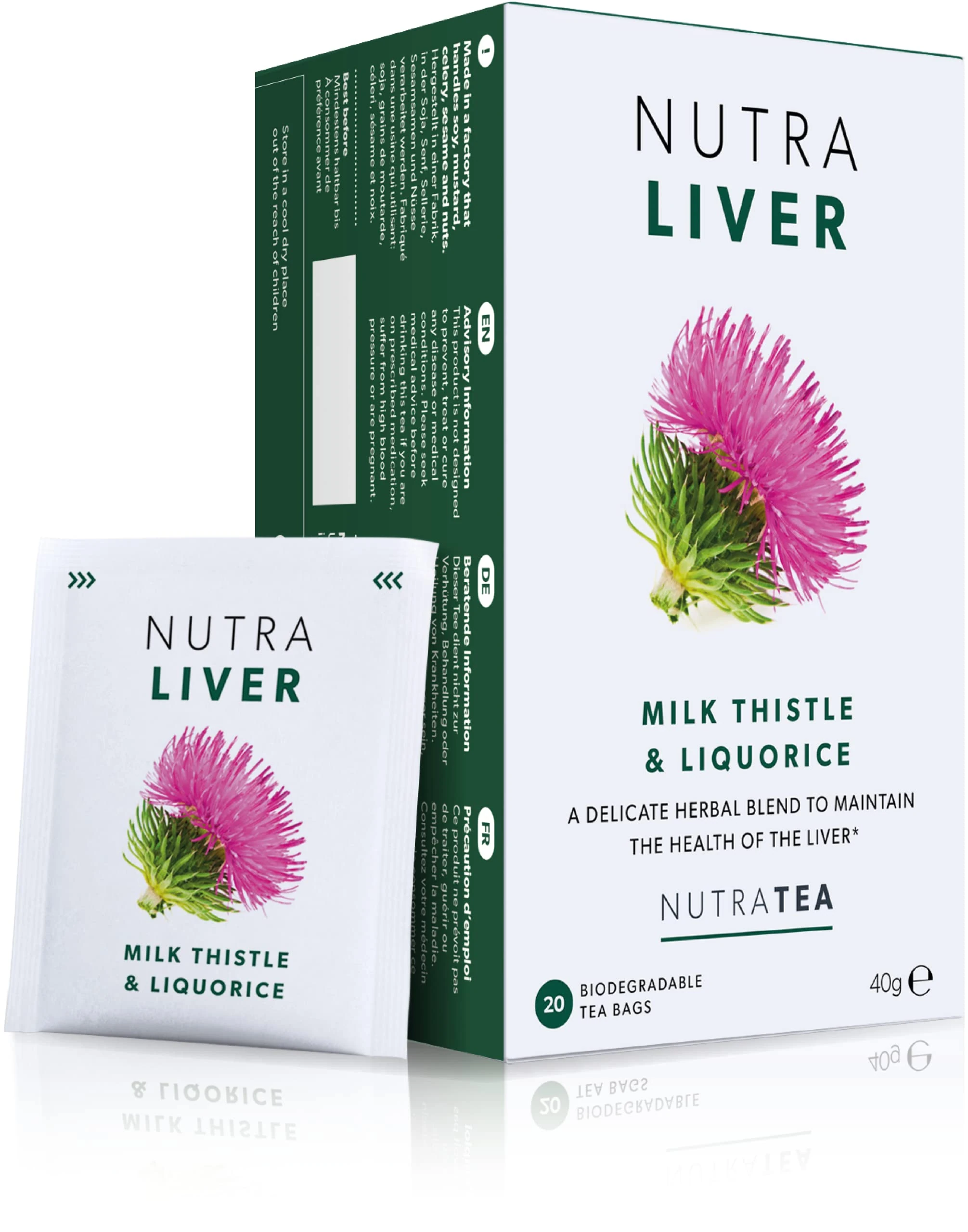 Nutra Tea NUTRALIVER - Liver Support Tea - Liver Detox Tea - Providing A Liver Cleanse, Detox And Repair - 40 Individual Wrapped Bags - Herbal Infusion (2 Pack)