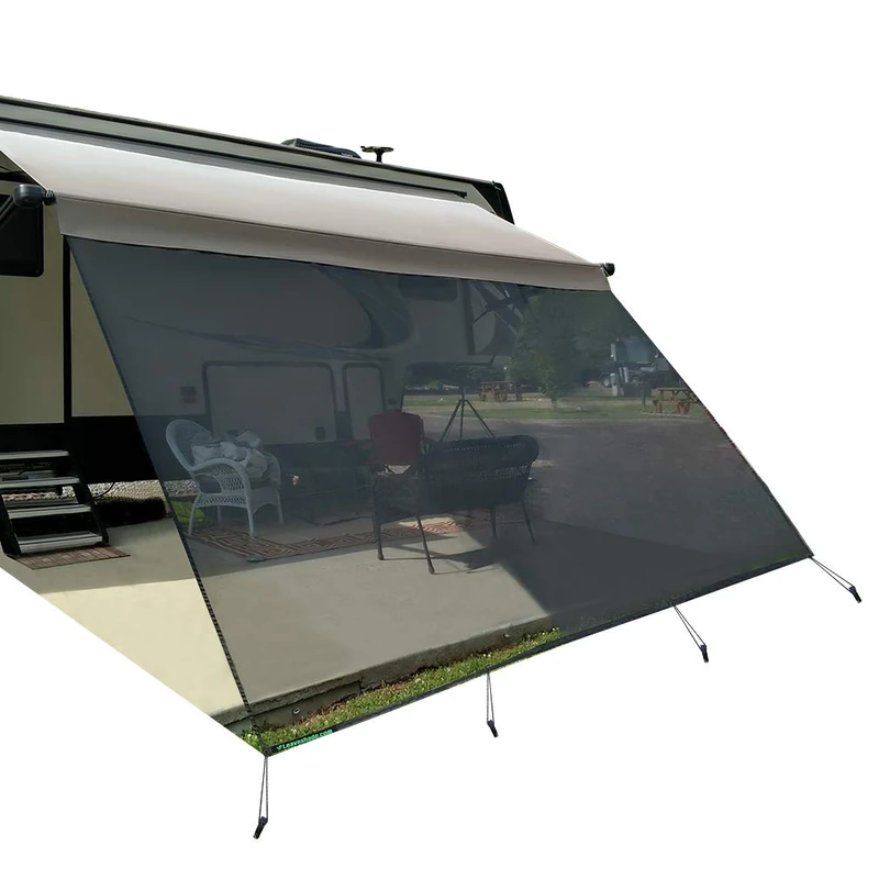 Leaveshade RV Awning Sunshade Screen ● Tentproinc 10' X 17' 3''- Black Mesh Sun Shade ● Block Patio Front Sun Light ● Motorhome Camping Trailer UV Sunblocker ● Canopy Sunscreen-3 Years Lasting