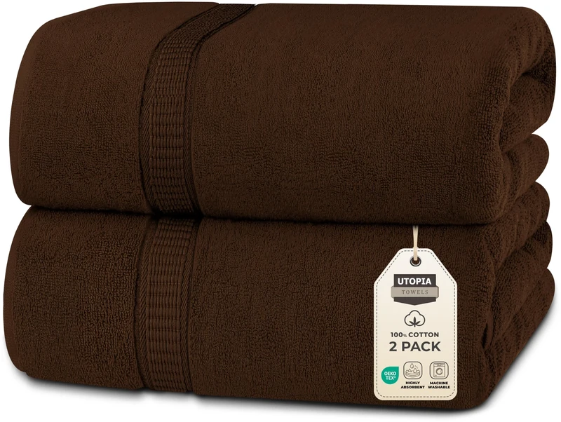 Utopia Towels - Premium Jumbo Bath Sheet (90 x 180 cm, 8 Pack) - 100% Ring Spun Cotton Highly Absorbent and Quick Dry Extra Large Bath Sheet - Super Soft Hotel Quality Towel (Dark Brown)
