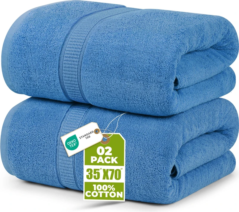 Utopia Towels - Premium Jumbo Bath Sheet (90 x 180 cm, 8 Pack) - 100% Ring Spun Cotton Highly Absorbent and Quick Dry Extra Large Bath Sheet - Super Soft Hotel Quality Towel (Electric Blue)