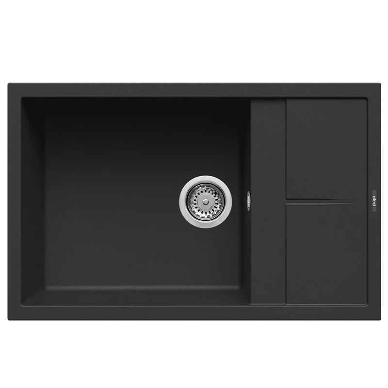 Elleci LKU31086 Kitchen Sink Made of Granite (Keratek) with a Single Bowl Unico 310-K86 Black-LKU31086, Black, 76 x 48 cm