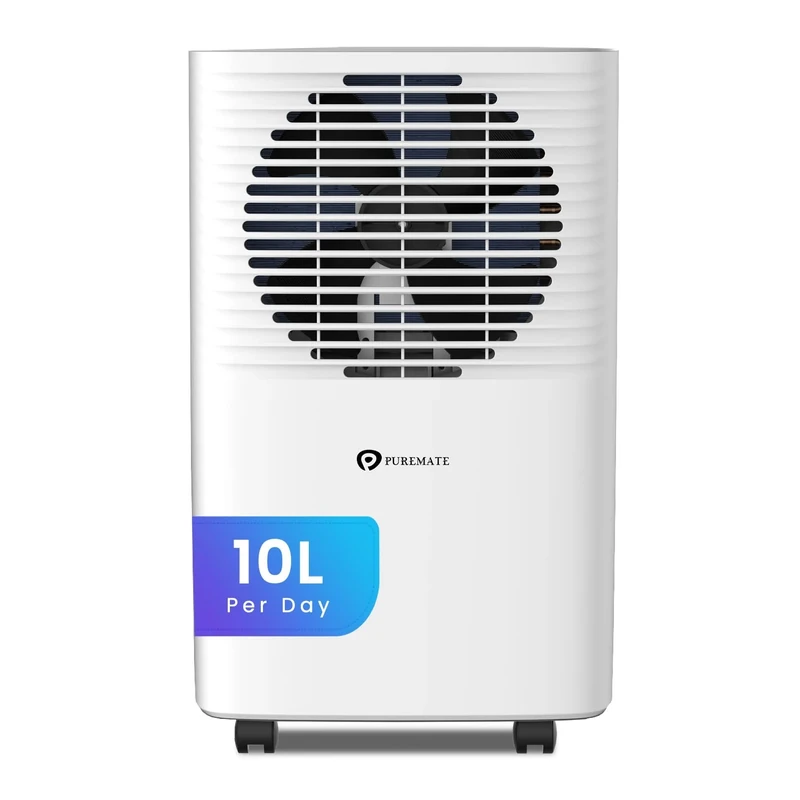 PureMate 10L Portable & Compact Dehumidifier 10 Litre, Digital Display, Continuous Drainage and 24Hr Timer Function, Ideal for Home or Office