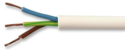 Pro Elec PEL01073 0.75 mm2 3183Y 3-Core mains Cable, 6A, White, 50 m