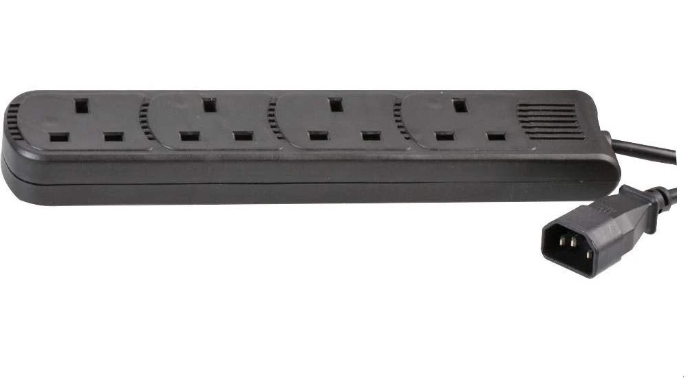 Pro Elec PEL01205 IEC C14 Plug to 4-Gang mains Extension Lead, Black, 1.5 m