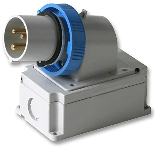 PRO POWER 32A 240V Appliance Inlet – Surface Mount CEE Socket, 2P+E, Blue, IP67 Rated | PEW3263SMA