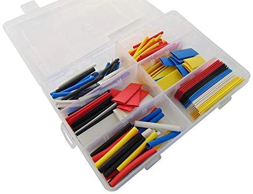 PRO POWER 3:1 Heat Shrink Tubing Kit – 180 Piece Assorted Sizes & Colours with Storage Case – MIL & UL Approved