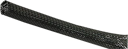PRO POWER Black Expandable Braided Sleeving – 19-32mm, 25m Reel, High-Temperature Resistant PET