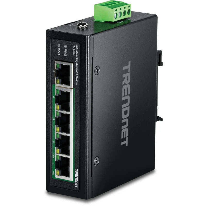 TRENDnet TI-PG50 5-Port Industrial Gigabit PoE + DIN-Rail Switch