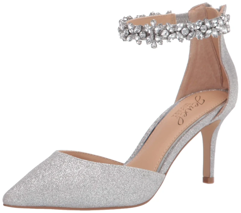 Jewel Badgley Mischka Women's Raleigh Pump, Silver Glitter, 6.5 UK