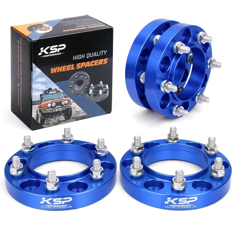 KSP 6X5.5 Blue Hubcentric Wheel Spacers 1 Inch M12x1.5 Thread 106mm Hub Bore Wheel Adapters for Tacoma 4WD,1996-2019 4Runner,2000-2006 Tundra,2007-2019 FJ Cruiser
