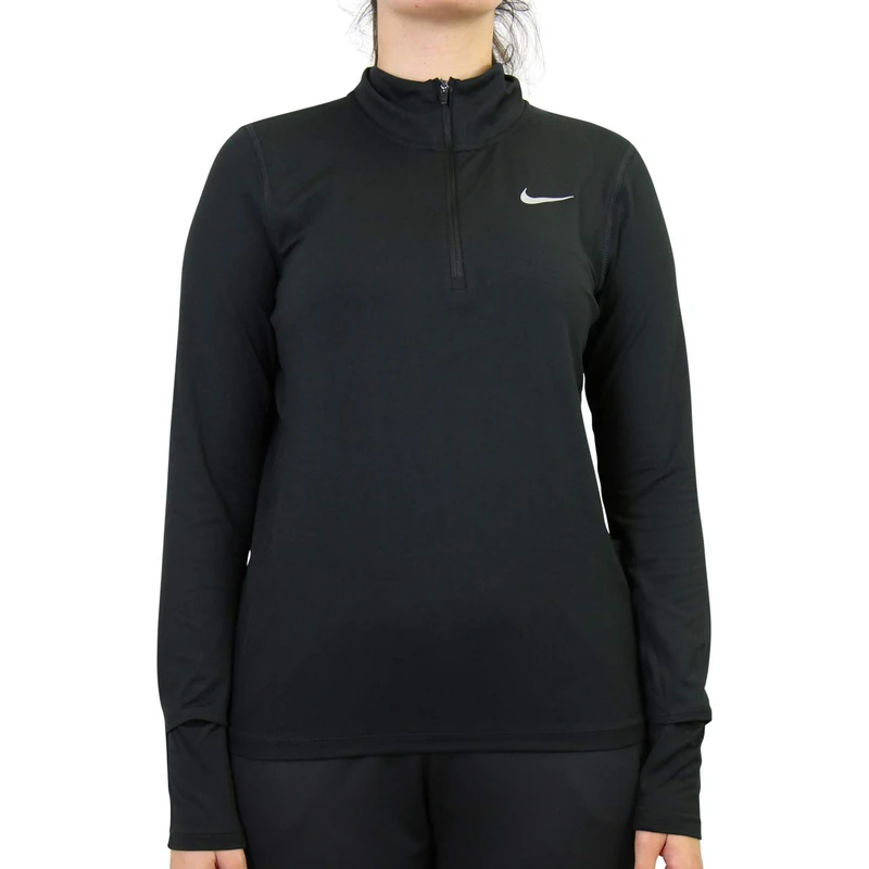 NIKE Women's W Nk Element Top Hz Long Sleeved T shirt, Black/(Reflective Silv), XS UK