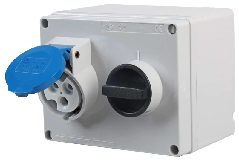 Pro Power SQ1663CA 16A 240V 2P+E Switched Interlocked Socket, Blue, IP44