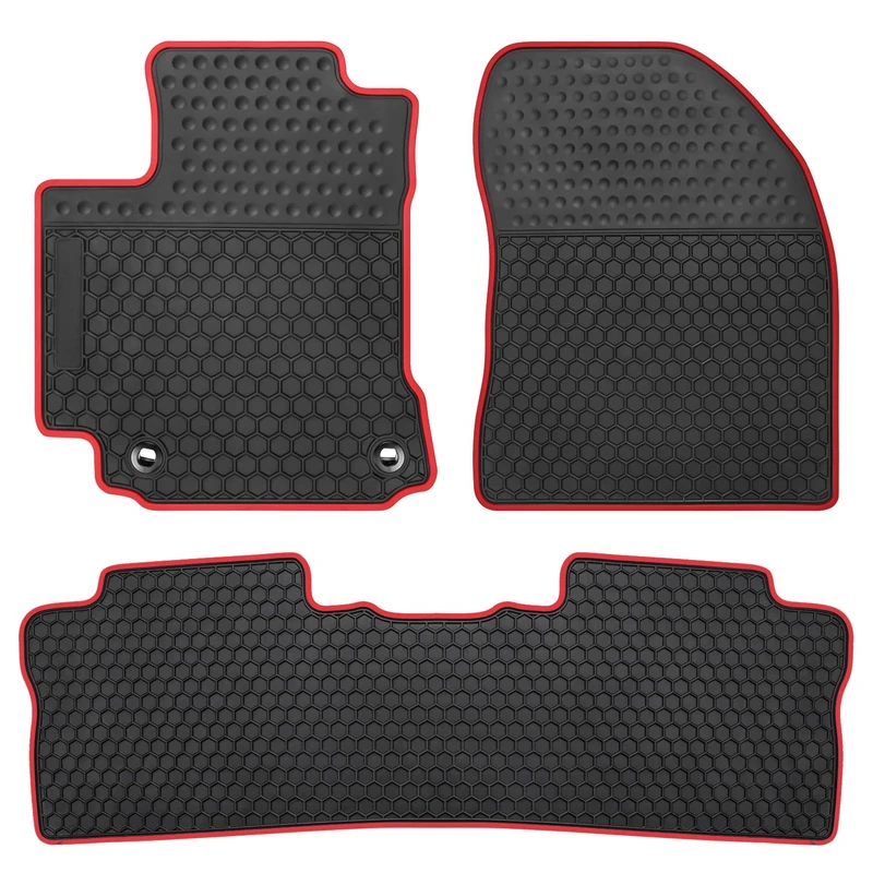 San Auto Car Rubber Floor Mat Custom Fit for Toyota Corolla Sedan 2014 2015 2016 2017 2018 2019 Automatic Transmission Black Red Auto Liner Mats All Weather Heavy Duty Odorless No im Hatchback Model