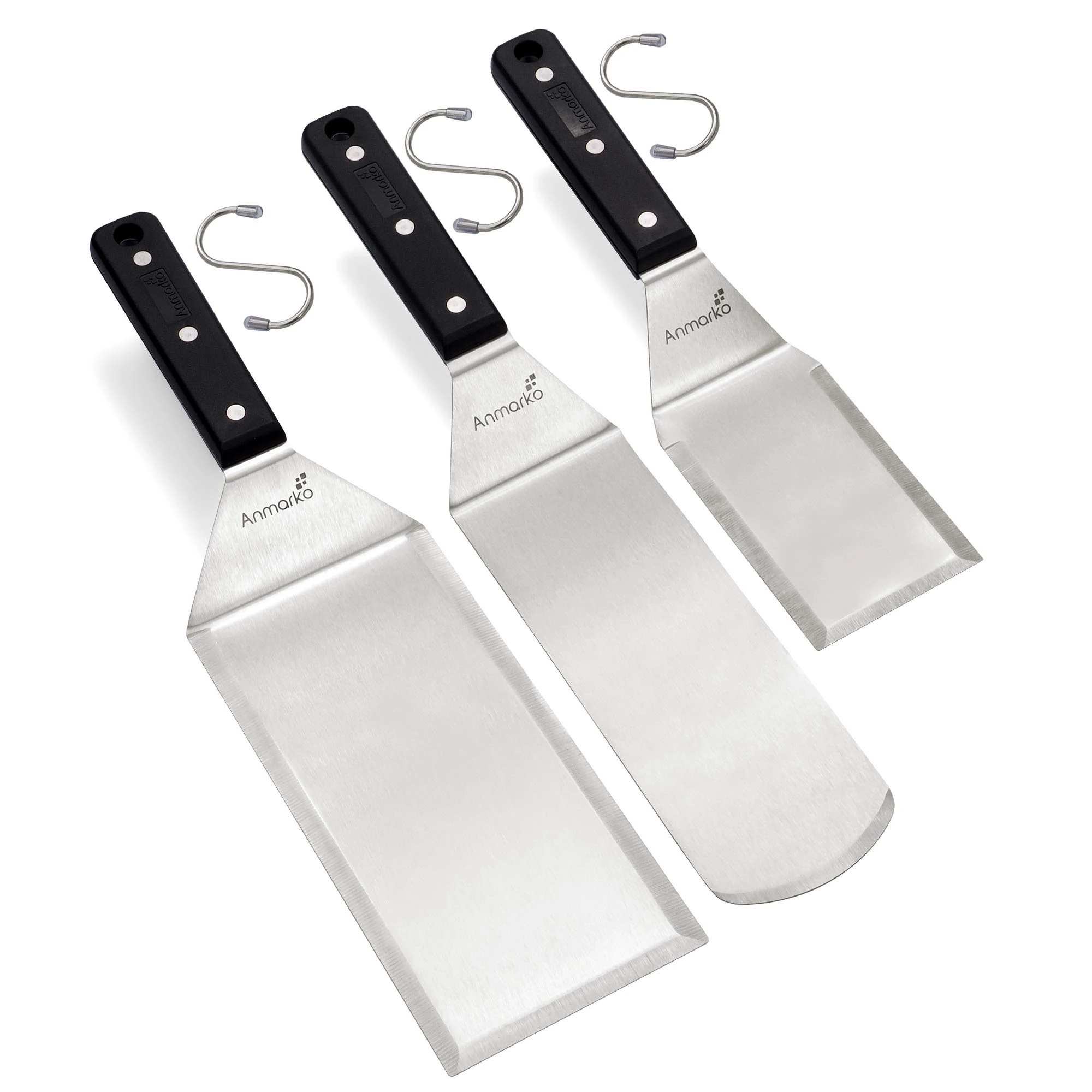 Stainless Steel Spatula and Scraper Set - Heavy Duty Griddle Accessories for Cast Iron Griddle, BBQ Flat Top Grill - Commercial Grade