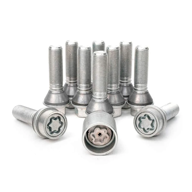 H&R Wheel bolt Set Taper-Head with movable cone M14x1.25 - Length 31mm - 10 pcs. (e.g. compatible with BMW) - incl. wheel-locks