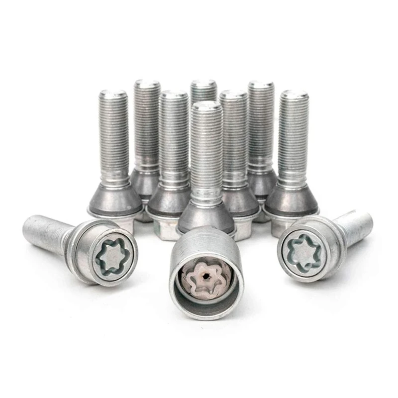 H&R Wheel bolt Set Taper-Head with movable cone M14x1.25 - Length 48mm - 10 pcs. (e.g. compatible with BMW) - incl. wheel-locks