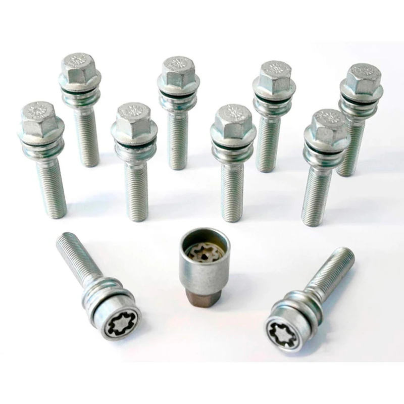 H&R Wheel bolt Set Round-Head with movable cone R14 M14x1.50 - Length 43mm - 10 pcs - incl. wheel-locks