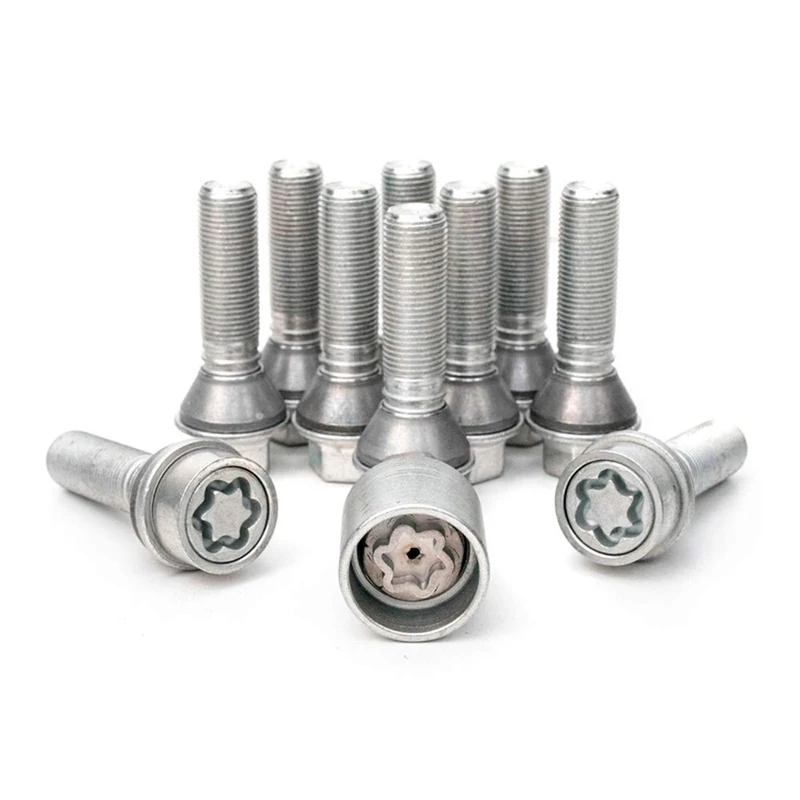 H&R Wheel bolt Set Taper-Head with movable cone M14x1.25 - Length 41mm - 10 pcs. (e.g. compatible with BMW) - incl. wheel-locks