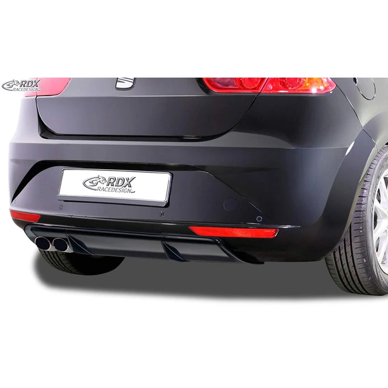 RDX Racedesign Rear bumper skirt 'Diffusor' compatible with Seat Leon 1P Facelift 2009-2012 excl. FR/Cupra (ABS glossy black)