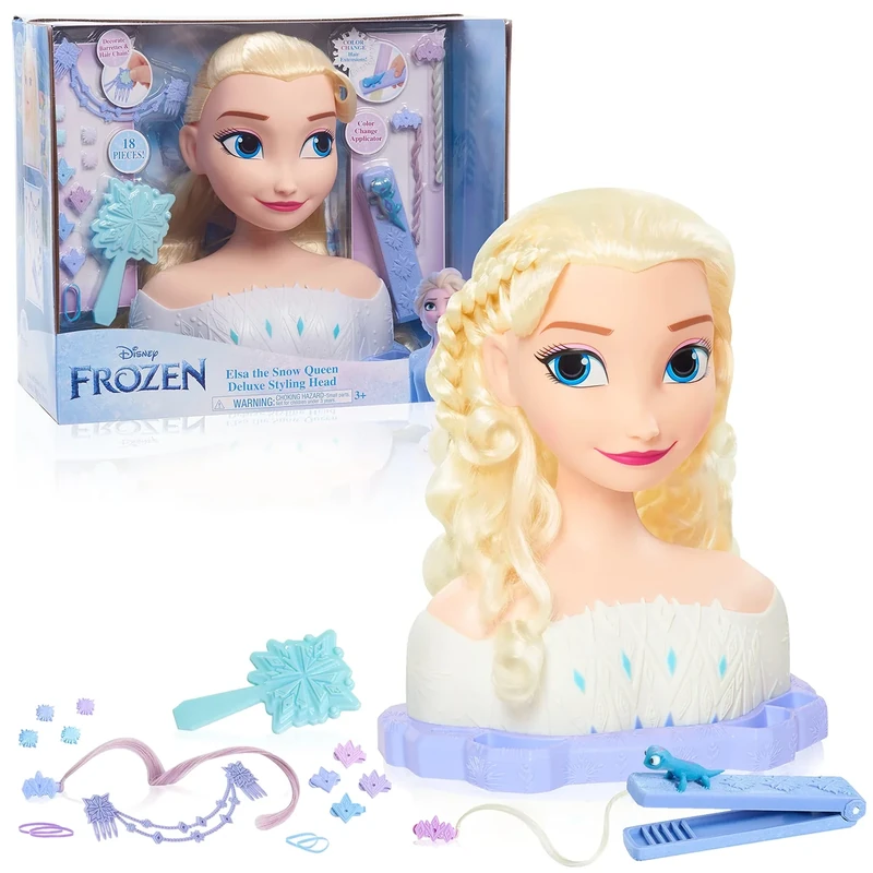 Disney’s Frozen 2 Deluxe Elsa the Snow Queen Styling Head, 17-pieces, Pretend Play, Kids Toy for Ages 3 and Up