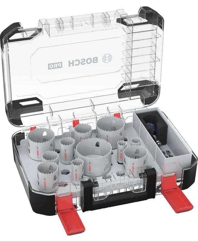 Bosch 14x PRO Multi Material Power Change Plus Hole Saw Set - Transparent Case (for Softwood, Drywall, Ø 20-76 mm, Professional Accessory Rotary Drill/Drivers)