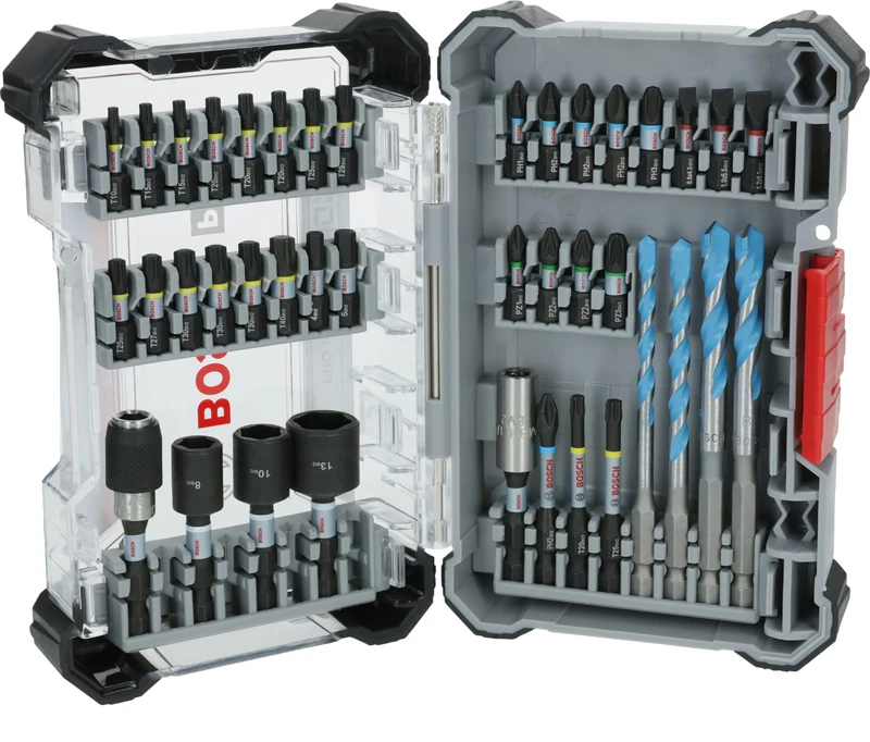 Bosch 40x PRO Impact Mixed Set, 40 pcs (for Concrete, Soft Tiles, 200 x 107 mm, Professional Accessory Screwdriver, Screwdriver)
