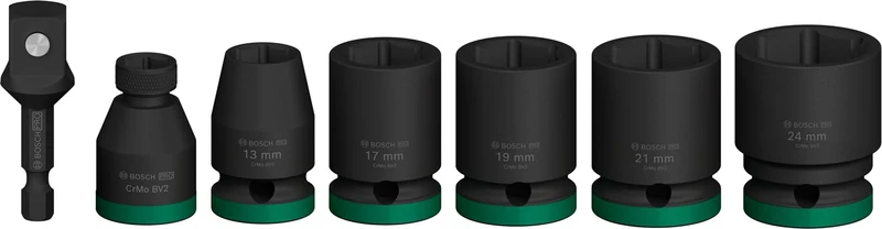 Bosch 7X PRO Impact Socket Set with Adapter (Length 39 mm, Professional Accessory Drills and Drivers)