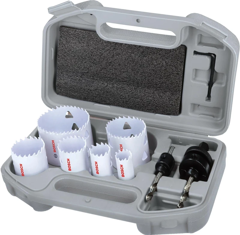 Bosch 9X Multi Material Threaded Hole Saw Set (for Steel, Drywall, Ø 20, 25, 35, 40, 51, 68 mm, Professional Accessory Drill Driver)