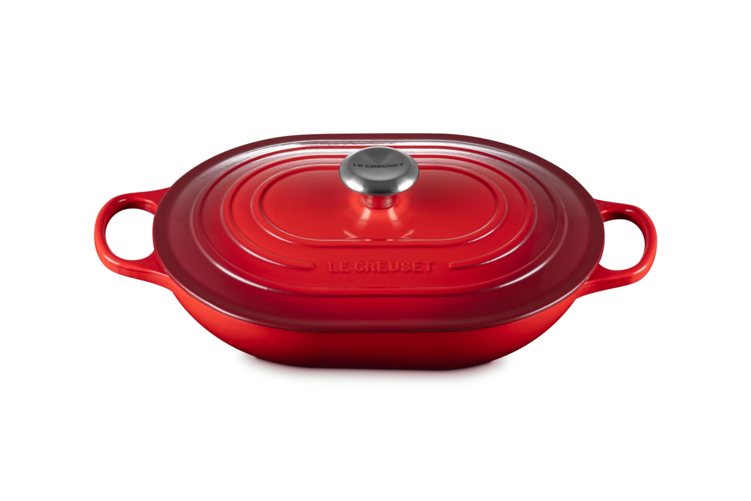 Le Creuset Signature Enamelled Cast Iron Oblong Casserole With Helper Handle, For All Hob Types and Ovens, 31cm, 3.4 Litres, Cerise, 21112310602430