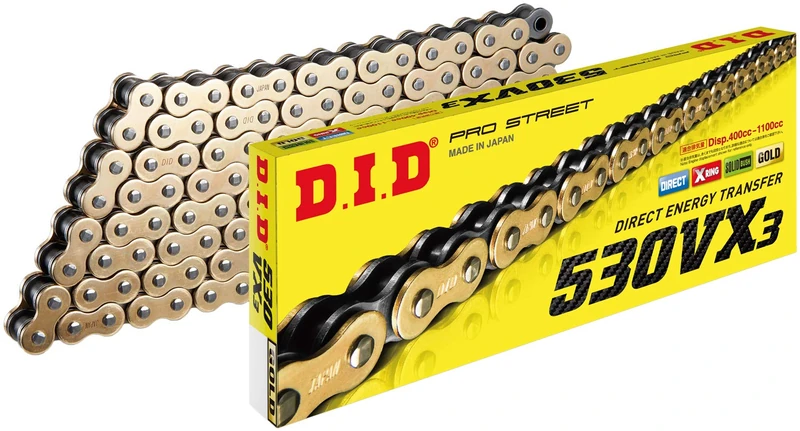 D.I.D 530VX3G110ZB Gold/Black 525VX3 X-Ring Chain 110 Links
