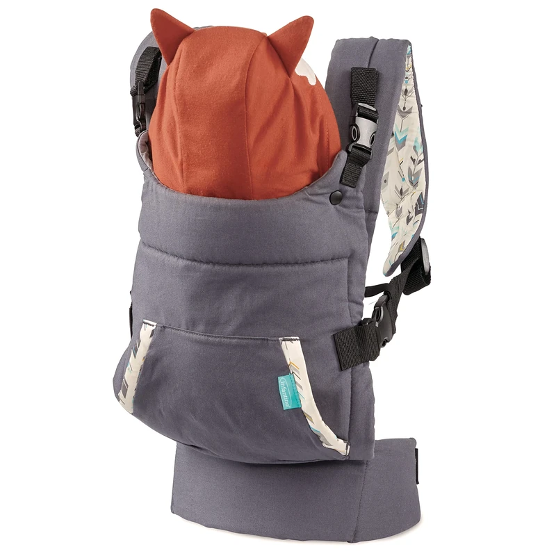 Infantino Cuddle Up Carrier - Ergonomic Fox-Themed, face-in Front Carry and Back Carry, with Removable Character Hood, for Infants and Toddlers, 12-40 lbs / 5.4-18.1 kg