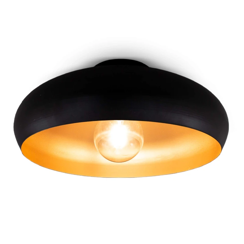 B.K.Licht Industrial Ceiling Light - Black & Gold Retro Lamp