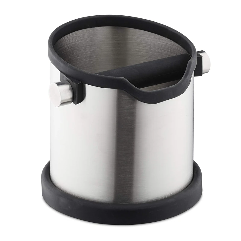 Relaxdays Knock Box Coffee Grounds, Portafilter Espresso Machine,Pulp Container, Barista, Stainless Steel, Black/Silver