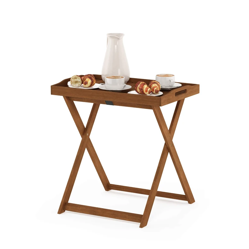 Furinno TIOMAN Patio Table, Outdoor Side Table, Tray Table, Coffee Table, for Patio, Garden, Porch, Natural - Image 1
