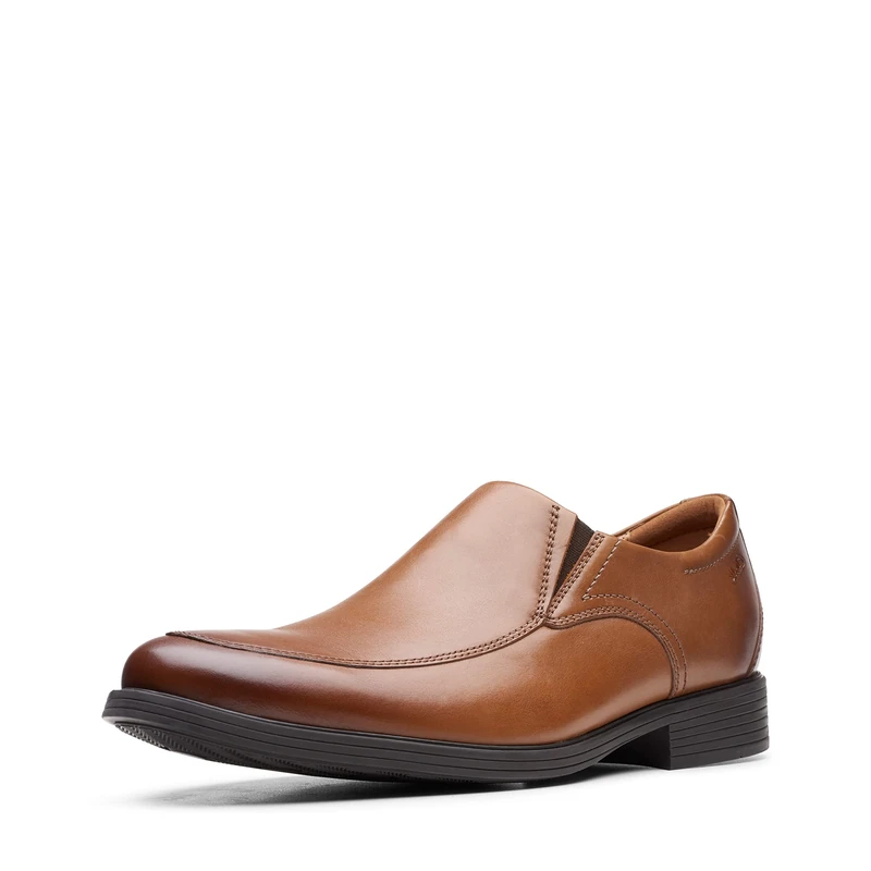 Clarks Men's Whiddon Step Loafer, Dark Tan Leather, 14 UK