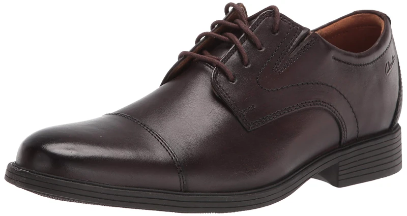 Clarks Men's Whiddon Cap Oxford, Dark Tan Leather, 10.5 UK