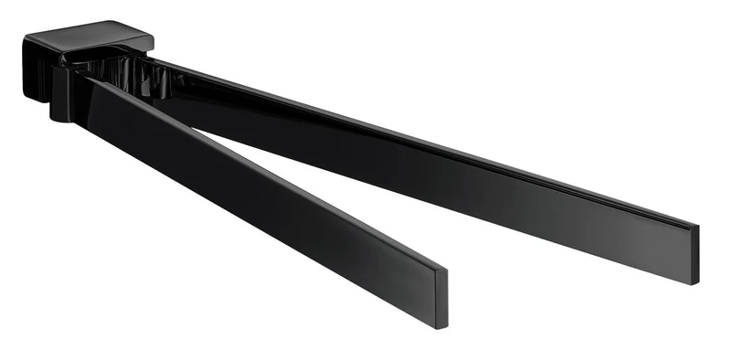 EMCO Loft Two-Arm Swivel Aluminium Matte Black Towel Rail for Two Towels
