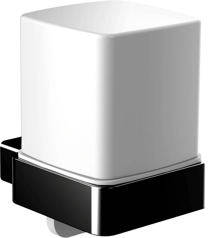 Emco Loft Wall Mounted Soap Dispenser, Elegant and Compact Wall Soap Dispenser Made of Metal and Crystal Glass, Liquid Soap Dispenser, Matte Black and Satin Finish