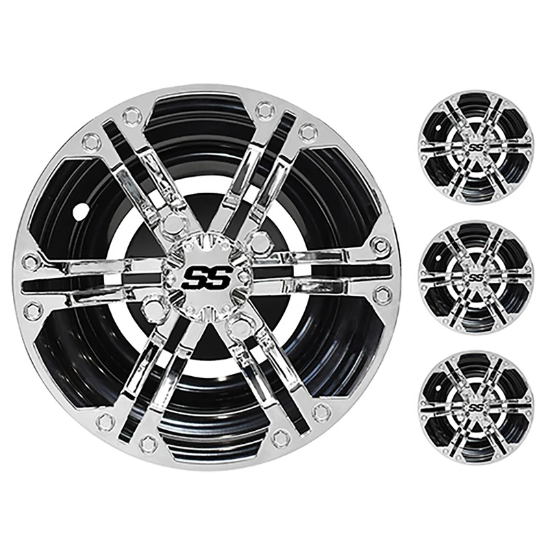RHOX Wheel Cover, Set of 4, 10" Daytona Chrome with Black